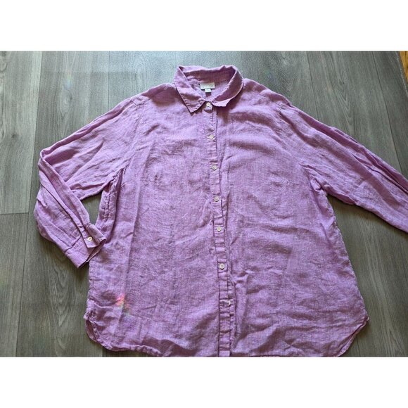 J. Jill Love Linen Womens Button-Up Shirt 2X Light Purple - Picture 4 of 9